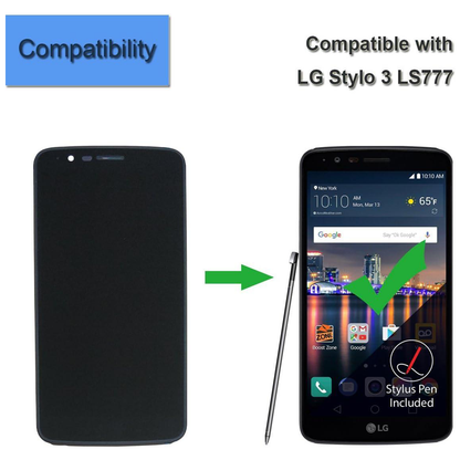 LCD Display Touch Screen Digitizer Assembly with Frame for LG Stylo 3 LS777 M400MT 5.7” - 1280x720 IPS