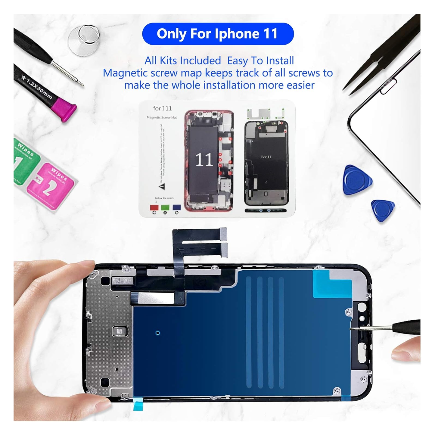 for iPhone 11 LCD Screen Replacement 6.1 inch, 3D Touch Display Digitizer Assembly with Repair Tools, Compatible with iPhone 11(A2111, A2223, A2221) (6.1 inch)